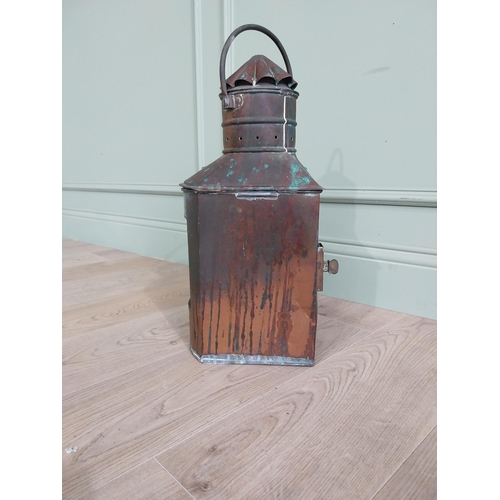 252 - Early 20th C. copper Ship's lantern. {53 cm H x 27 cm W x 27 cm D}.