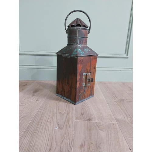 252 - Early 20th C. copper Ship's lantern. {53 cm H x 27 cm W x 27 cm D}.