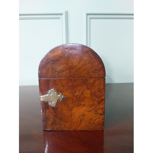 253 - 19th C. burr walnut and gilded brass mounted dome top letter box {17 cm H x 23 cm W x 12 cm D}.