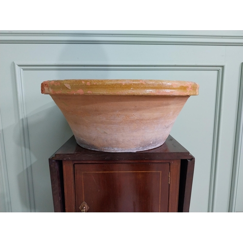 257 - 19th C. glazed terracotta cream bowl {20 cm H x 50 cm Dia.}.