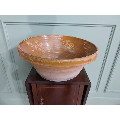 257 - 19th C. glazed terracotta cream bowl {20 cm H x 50 cm Dia.}.