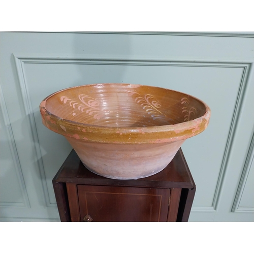 257 - 19th C. glazed terracotta cream bowl {20 cm H x 50 cm Dia.}.