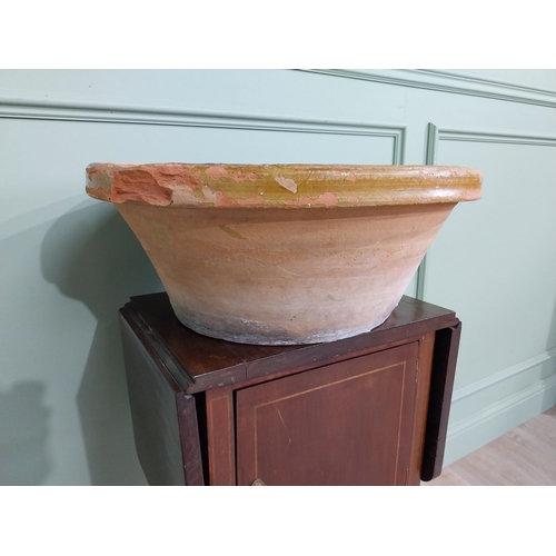 257 - 19th C. glazed terracotta cream bowl {20 cm H x 50 cm Dia.}.