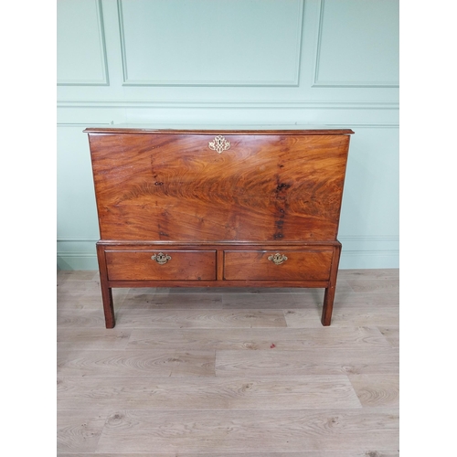 26 - Irish Georgian mahogany chest on stand with two short drawers raised on square legs {109 cm H x 127 ... 