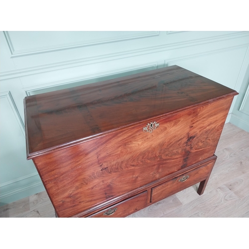 26 - Irish Georgian mahogany chest on stand with two short drawers raised on square legs {109 cm H x 127 ... 