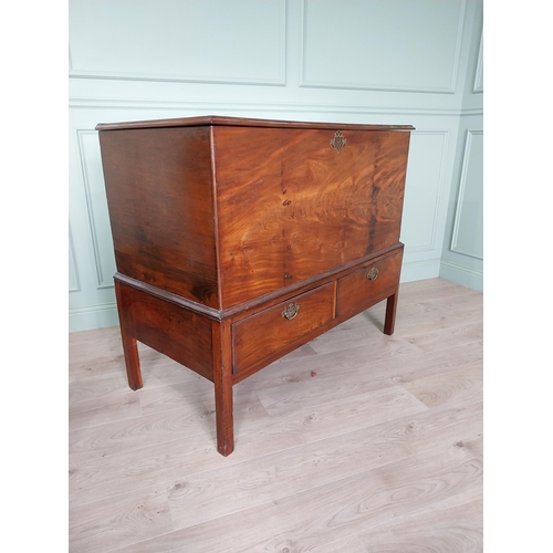 26 - Irish Georgian mahogany chest on stand with two short drawers raised on square legs {109 cm H x 127 ... 