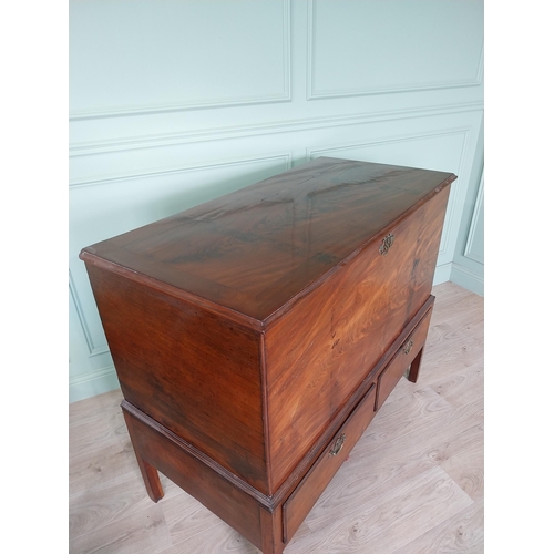 26 - Irish Georgian mahogany chest on stand with two short drawers raised on square legs {109 cm H x 127 ... 