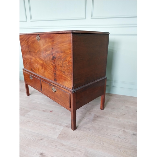 26 - Irish Georgian mahogany chest on stand with two short drawers raised on square legs {109 cm H x 127 ... 