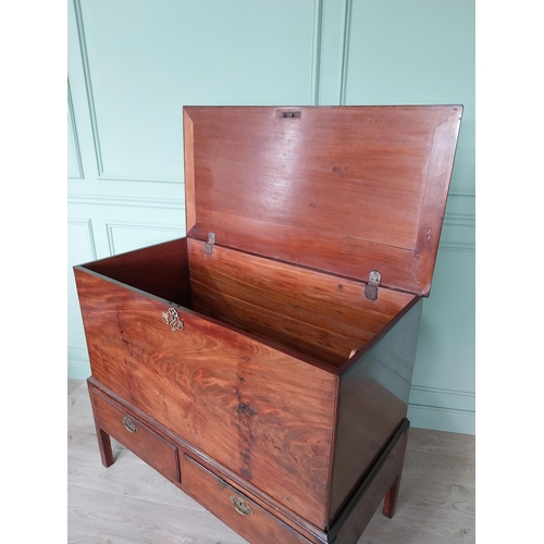 26 - Irish Georgian mahogany chest on stand with two short drawers raised on square legs {109 cm H x 127 ... 