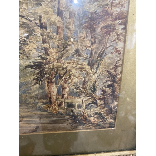 268 - Early 20th C. Woodland scene watercolour originally from Caste Leslie estate mounted in gilt frame {... 