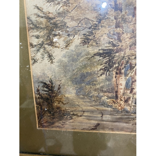 268 - Early 20th C. Woodland scene watercolour originally from Caste Leslie estate mounted in gilt frame {... 