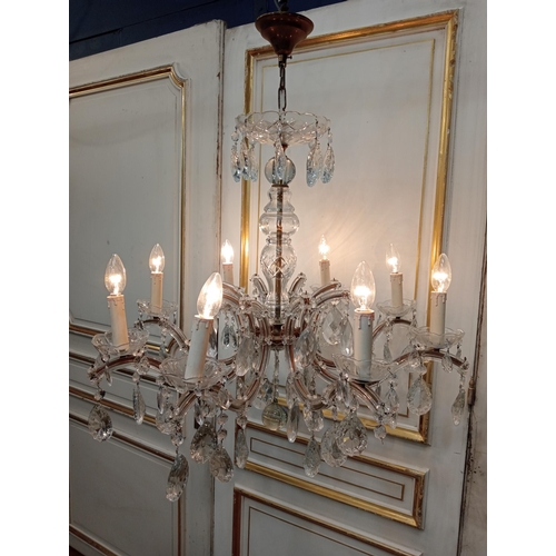 272 - Crystal cut glass eight branch chandelier {H 90cm x Dia 70cm } - NOT AVAILABLE TO VIEW IN PERSON