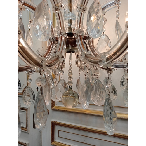 272 - Crystal cut glass eight branch chandelier {H 90cm x Dia 70cm } - NOT AVAILABLE TO VIEW IN PERSON