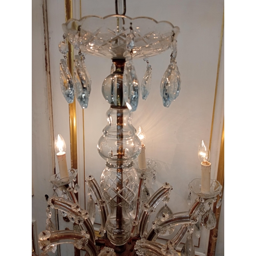 272 - Crystal cut glass eight branch chandelier {H 90cm x Dia 70cm } - NOT AVAILABLE TO VIEW IN PERSON