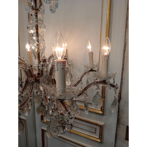 272 - Crystal cut glass eight branch chandelier {H 90cm x Dia 70cm } - NOT AVAILABLE TO VIEW IN PERSON