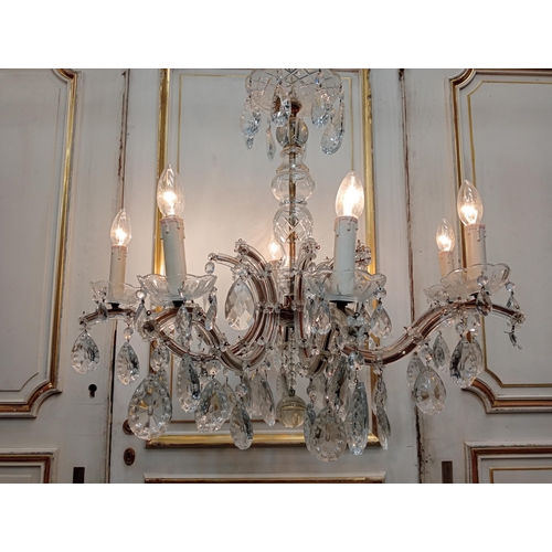 272 - Crystal cut glass eight branch chandelier {H 90cm x Dia 70cm } - NOT AVAILABLE TO VIEW IN PERSON