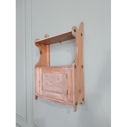 276 - Early 20th C. pine wall cabinet with single door {56 cm H x 38 cm W x 14 cm D}.