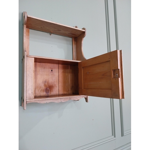 276 - Early 20th C. pine wall cabinet with single door {56 cm H x 38 cm W x 14 cm D}.