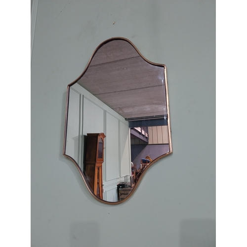 28 - Rare 1950s Italian brass framed wall mirror in the Gio Ponti style {55 cm H x 37 cm W}.