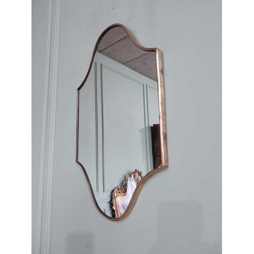 28 - Rare 1950s Italian brass framed wall mirror in the Gio Ponti style {55 cm H x 37 cm W}.