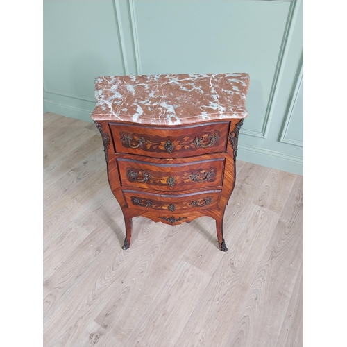 280 - 19th C. French chest of drawers with marble top and ormolu mounts raised on cabriole legs {86 cm H x... 