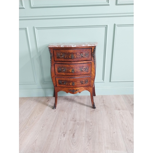 280 - 19th C. French chest of drawers with marble top and ormolu mounts raised on cabriole legs {86 cm H x... 