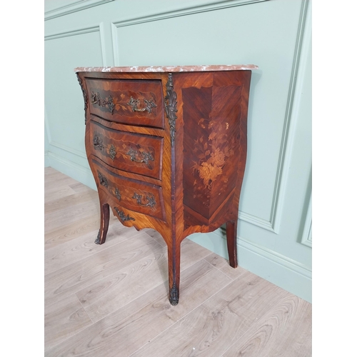 280 - 19th C. French chest of drawers with marble top and ormolu mounts raised on cabriole legs {86 cm H x... 