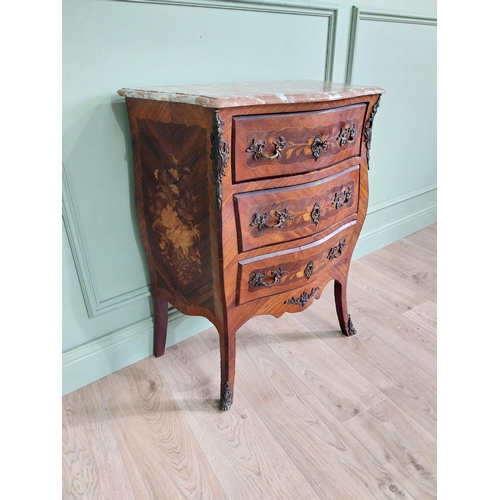 280 - 19th C. French chest of drawers with marble top and ormolu mounts raised on cabriole legs {86 cm H x... 