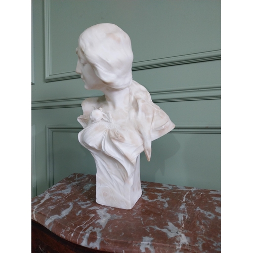 281 - Art Nouveau marble bust of a Young girl {50 cm H x 30 cm W x 20 cm D}.