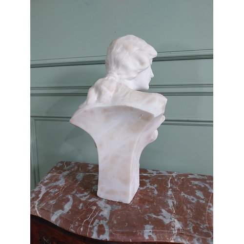 281 - Art Nouveau marble bust of a Young girl {50 cm H x 30 cm W x 20 cm D}.