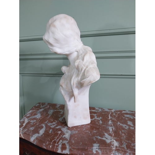 281 - Art Nouveau marble bust of a Young girl {50 cm H x 30 cm W x 20 cm D}.