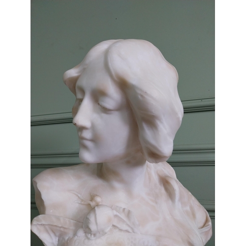 281 - Art Nouveau marble bust of a Young girl {50 cm H x 30 cm W x 20 cm D}.