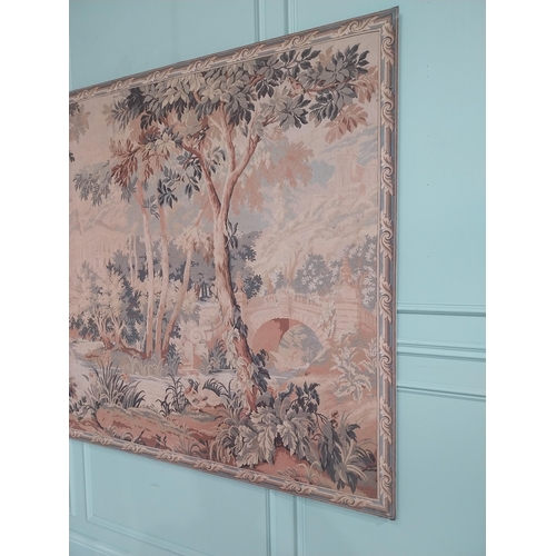 288 - Large early 20th C. French tapestry woodland and Chateau scene {158 cm H x 200 cm W}.