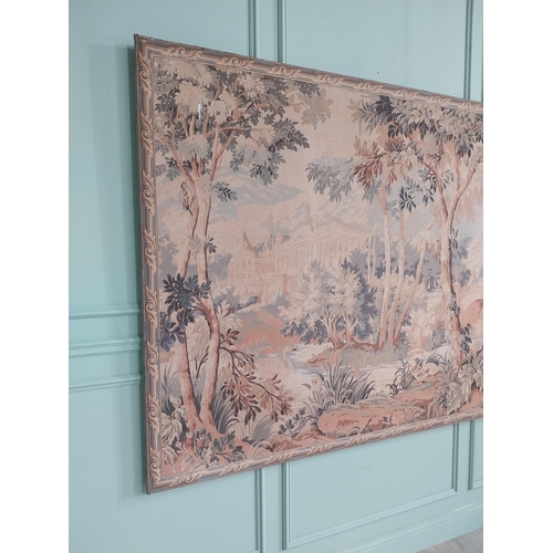 288 - Large early 20th C. French tapestry woodland and Chateau scene {158 cm H x 200 cm W}.