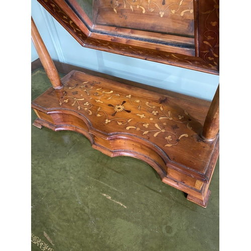 291 - 19th C. Killarney wood dressing table mirror decorated with Shamrocks {64 cm H x 52 cm W x 21 cm D}.