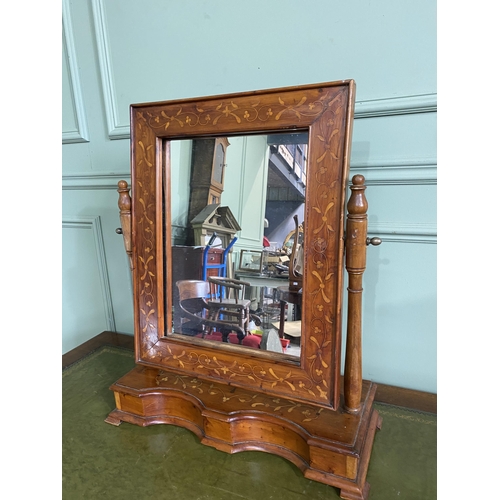 291 - 19th C. Killarney wood dressing table mirror decorated with Shamrocks {64 cm H x 52 cm W x 21 cm D}.