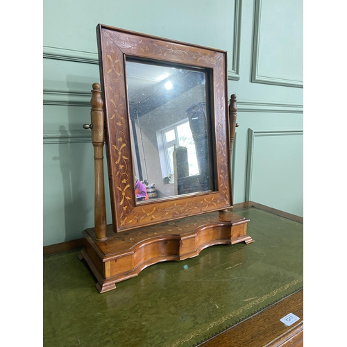 291 - 19th C. Killarney wood dressing table mirror decorated with Shamrocks {64 cm H x 52 cm W x 21 cm D}.