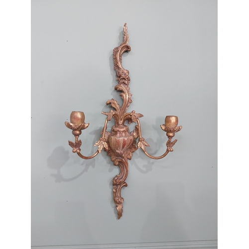 297 - Pair of giltwood wall lights in the Rococo manner. {64 cm H x 32 cm W x 17 cm W}.