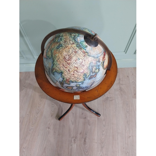 299 - Good quality world globe mounted in walnut stand by Samuel Highly Dean Street Soho London {95 cm H x... 