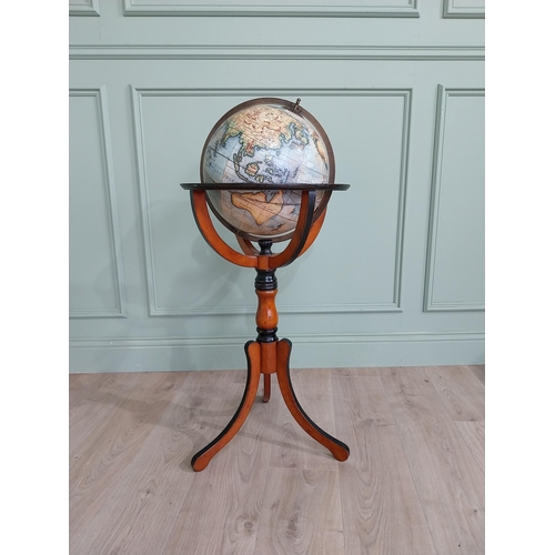 299 - Good quality world globe mounted in walnut stand by Samuel Highly Dean Street Soho London {95 cm H x... 