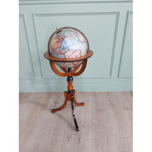 299 - Good quality world globe mounted in walnut stand by Samuel Highly Dean Street Soho London {95 cm H x... 