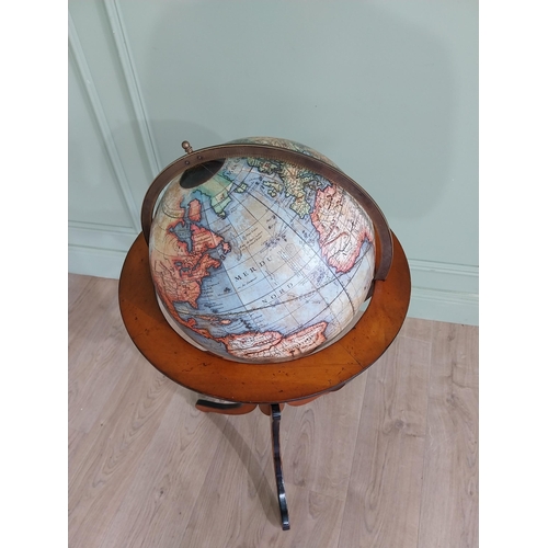 299 - Good quality world globe mounted in walnut stand by Samuel Highly Dean Street Soho London {95 cm H x... 