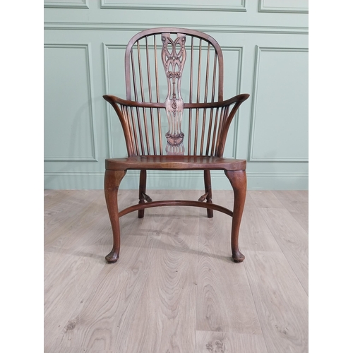 30 - Good quality mahogany Windsor armchair raised on cabriole legs {103 cm H x 60 cm W x 50 cm D}.