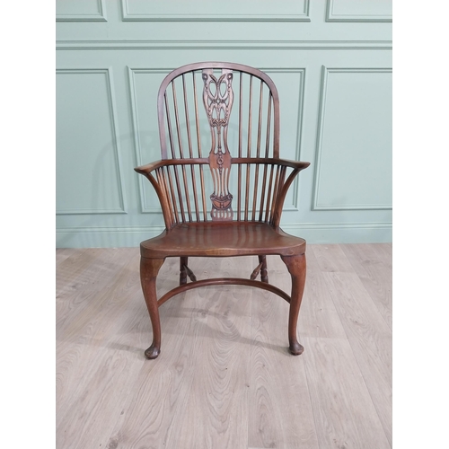 30 - Good quality mahogany Windsor armchair raised on cabriole legs {103 cm H x 60 cm W x 50 cm D}.