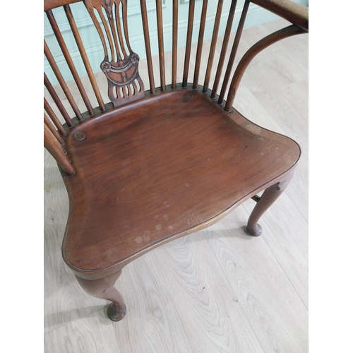 30 - Good quality mahogany Windsor armchair raised on cabriole legs {103 cm H x 60 cm W x 50 cm D}.