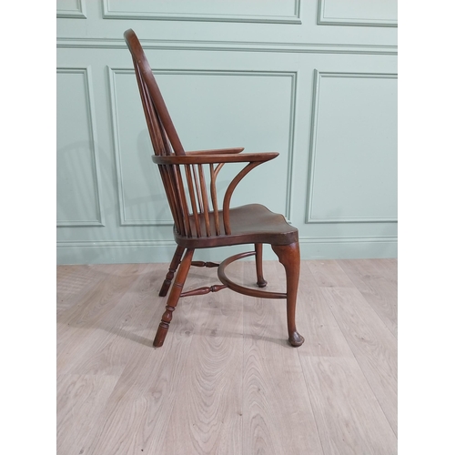 30 - Good quality mahogany Windsor armchair raised on cabriole legs {103 cm H x 60 cm W x 50 cm D}.