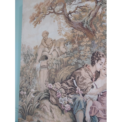 304 - Early 20th C. French tapestry depicting figural group {128 cm H x 163 cm W}.