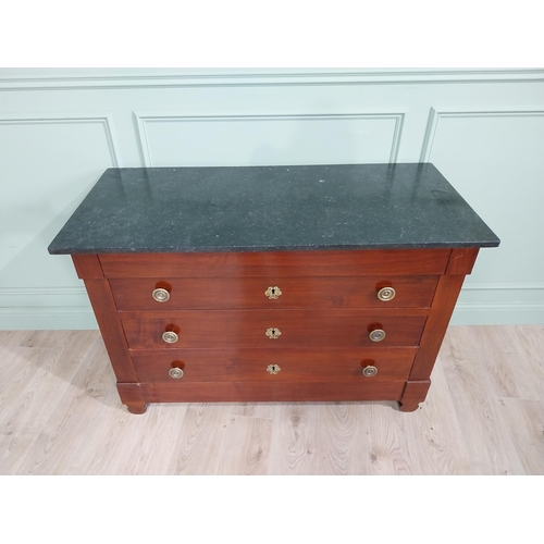 310 - Good quality 19th C. mahogany marble topped chest of drawers with original brass handles {88cm H x 1... 