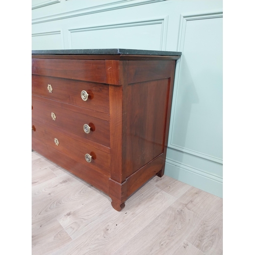 310 - Good quality 19th C. mahogany marble topped chest of drawers with original brass handles {88cm H x 1... 