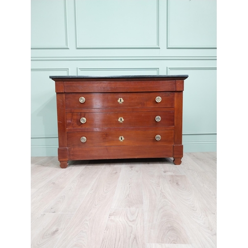 310 - Good quality 19th C. mahogany marble topped chest of drawers with original brass handles {88cm H x 1... 